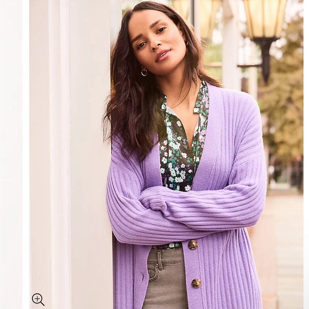 Loft Ribbed Purple Cardigan